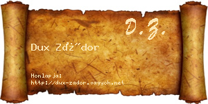 Dux Zádor névjegykártya